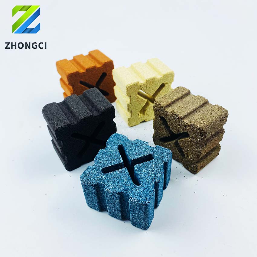 Square bricks with cross-shaped holes